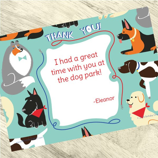 Doggy Party Thank You, 5x7-in, Editable PDF Printable by Birthday Direct