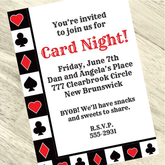 Playing Card Suits Party Invitation, 5x7-in, Editable PDF Printable by Birthday Direct