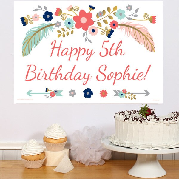 Boho Party Sign, Editable PDF Printable by Birthday Direct