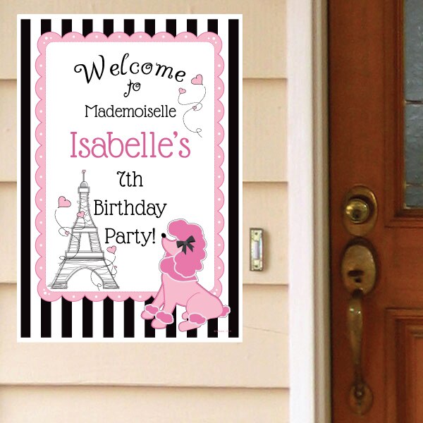 Paris Ooh La La Party Door Greeter, Editable PDF Printable by Birthday Direct