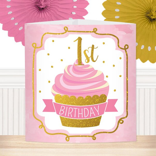 Pink and Gold 1st Birthday Centerpiece, 8.5x11 Printable PDF by Birthday Direct