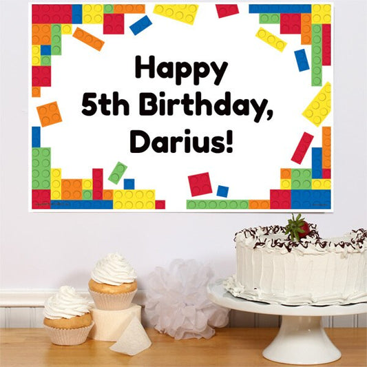 Building Blocks Party Sign, Editable PDF Printable by Birthday Direct