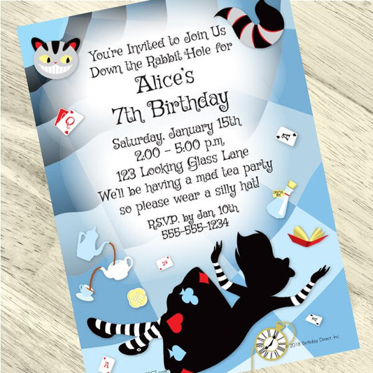 Alice in Wonderland Party Invitation, 5x7-in, Editable PDF Printable by Birthday Direct