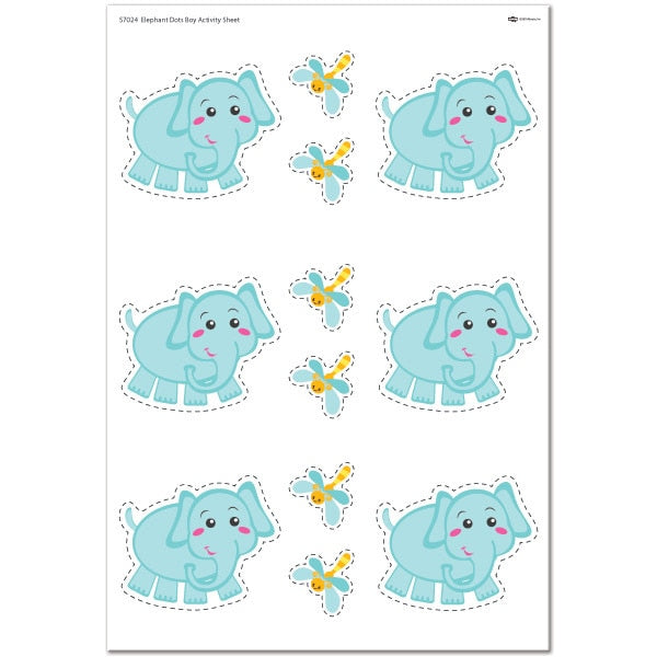 Elephant Dots Blue Baby Shower Decoration-Activity, 8.5x11-in Sheets, Printable PDF by Birthday Direct