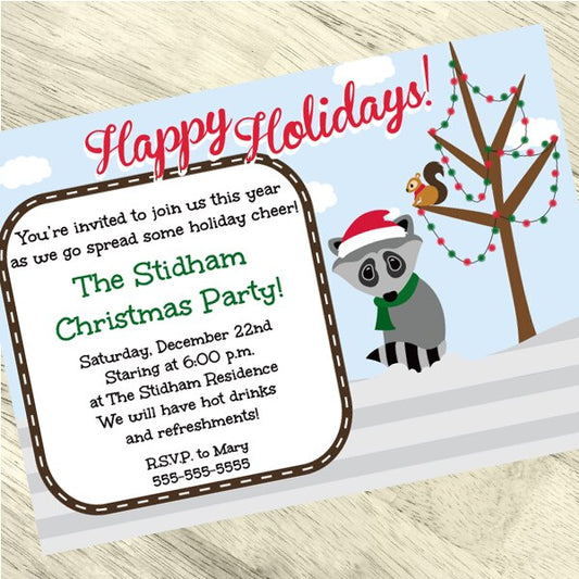 Christmas Woodland Party Invitation, 5x7-in, Editable PDF Printable by Birthday Direct