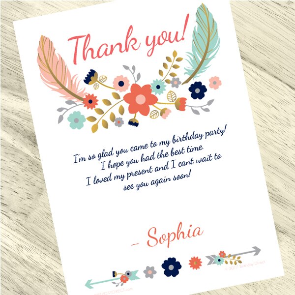 Boho Party Thank You, 5x7-in, Editable Canva Template by Birthday Direct