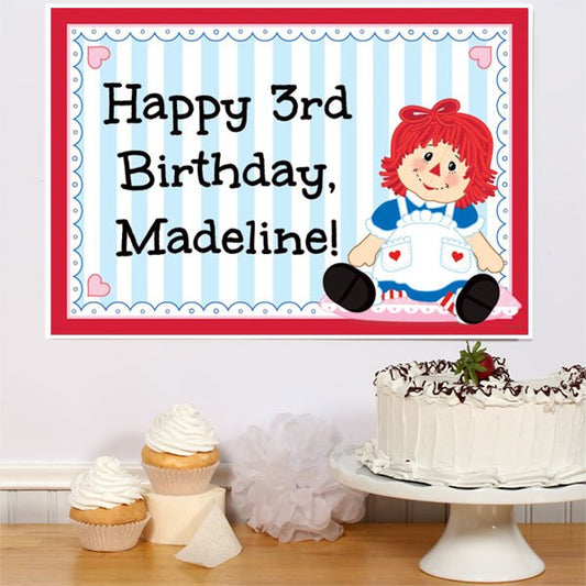 Raggedy Ann Party Sign, Editable PDF Printable by Birthday Direct