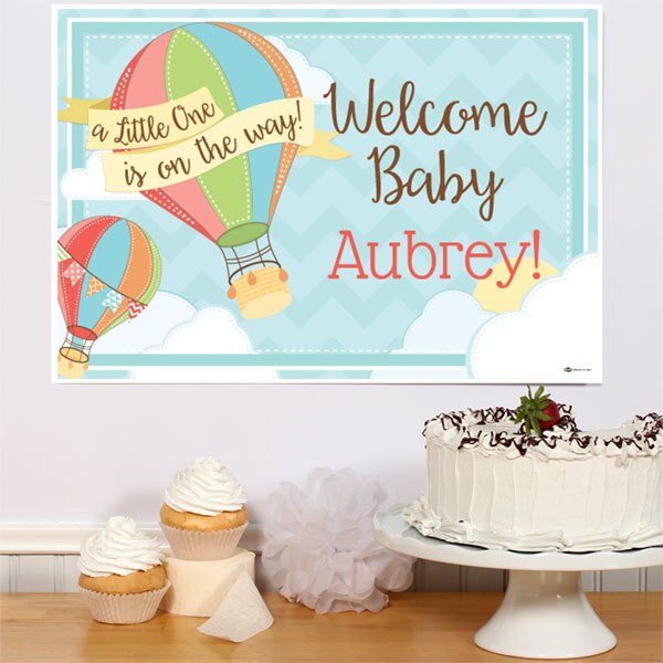 Hot Air Balloon Baby Shower Sign, Editable PDF Printable by Birthday Direct