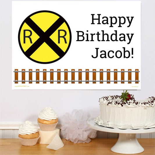 Railroad Crossing Party Sign, Editable PDF Printable by Birthday Direct