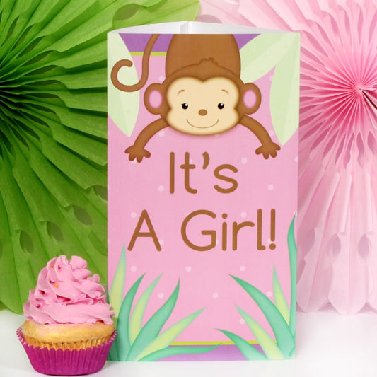 Little Monkey Pink Baby Shower Centerpiece PDF Printable by Birthday Direct