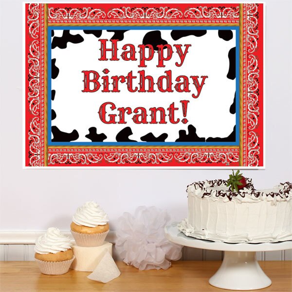 Little Cowpoke Boy Party Sign, Editable PDF Printable by Birthday Direct