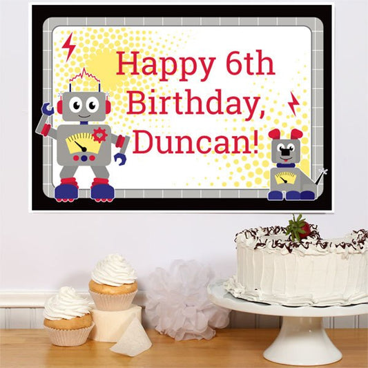 Little Robot Party Sign, Editable PDF Printable by Birthday Direct