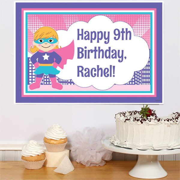 Super Girl Power Party Sign, Editable PDF Printable by Birthday Direct