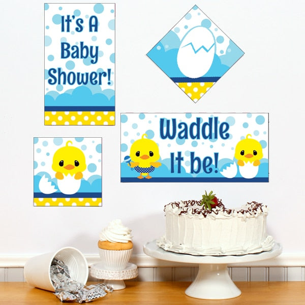 Little Ducky Baby Shower Sign Cutouts Wall Decoration, Editable Canva Template by Birthday Direct