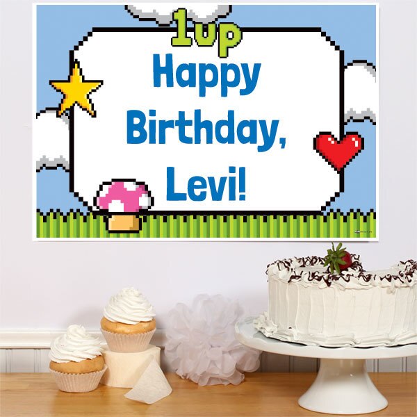 8-bit Video Game Party Sign, Editable PDF Printable by Birthday Direct