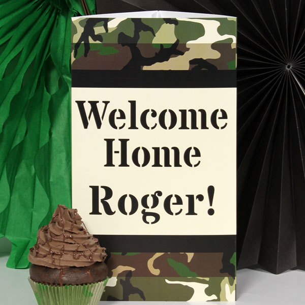 Camouflage Warrior Party Centerpiece, 10 inch Editable PDF Printable by Birthday Direct