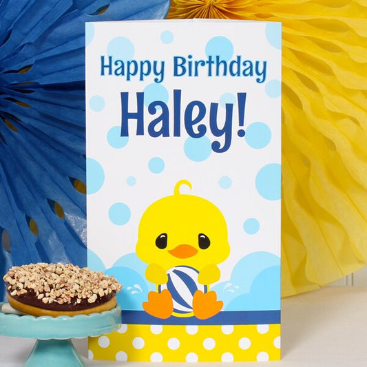 Little Ducky Birthday Centerpiece, 10 inch Editable PDF Printable by Birthday Direct