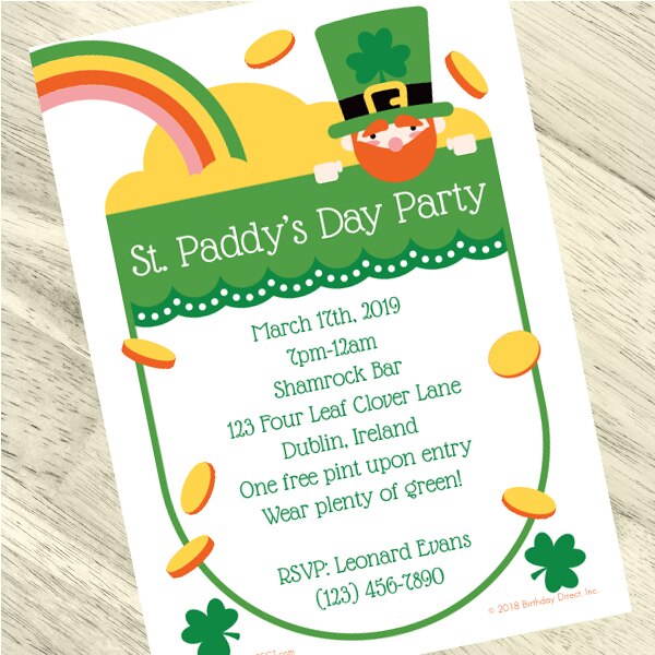 St Patrick's Day Party Invitation, 5x7-in, Editable Canva Template by Birthday Direct