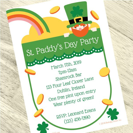 St Patrick's Day Party Invitation, 5x7-in, Editable PDF Printable by Birthday Direct