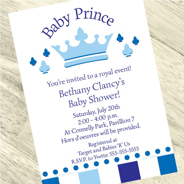 Little Prince Baby Shower Invitation, 5x7-in, Editable PDF Printable by Birthday Direct