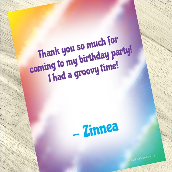 Tie Dye Party Thank You, 5x7-in, Editable PDF Printable by Birthday Direct