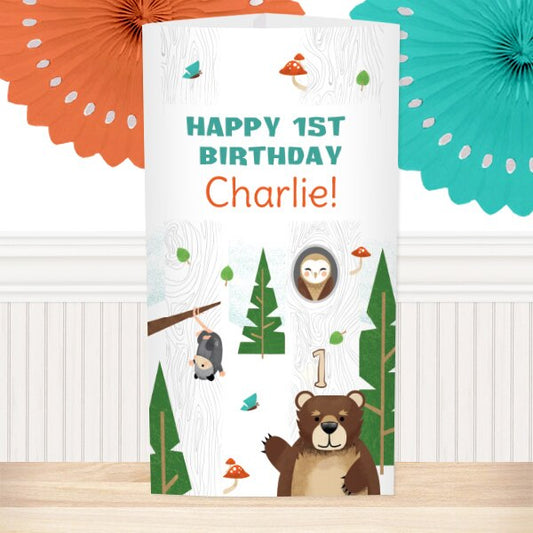 Wild Woodland 1st Birthday Centerpiece, 10 inch Editable PDF Printable by Birthday Direct