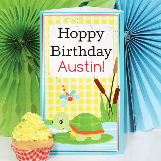 Frog and Turtle Birthday Centerpiece, 10 inch Editable PDF Printable by Birthday Direct