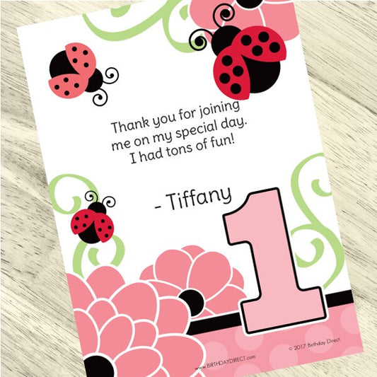 Little Ladybug 1st Birthday Thank You, 5x7-in, Editable Canva Template by Birthday Direct