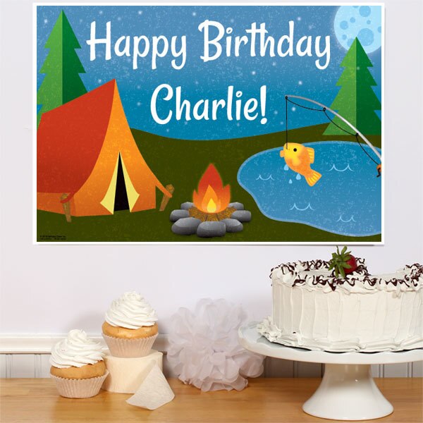 Camping Party Sign, Editable PDF Printable by Birthday Direct