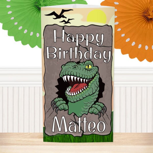 Dinosaur T-Rex Birthday Centerpiece, 10 inch Editable Canva Template by Birthday Direct