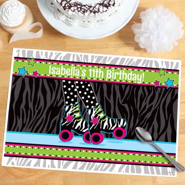 Roller Skate Party Placemat, 8.5x11 Editable PDF Printable by Birthday Direct