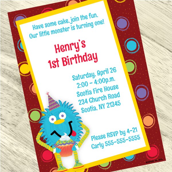 Little Monsters Party Invitation, 5x7-in, Editable PDF Printable by Birthday Direct