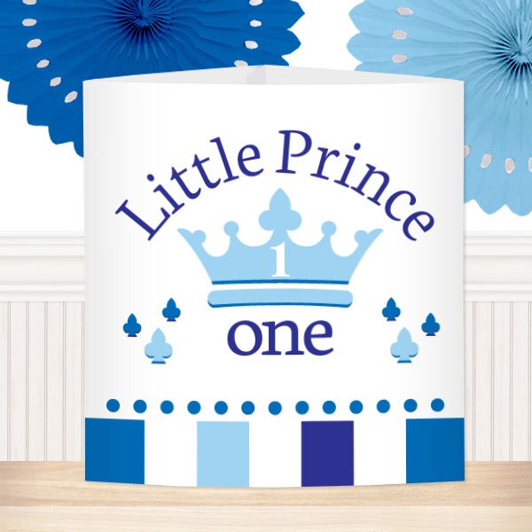 Little Prince 1st Birthday Centerpiece, Editable Canva Template by Birthday Direct