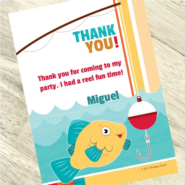 Little Fish Party Thank You, 5x7-in, Editable PDF Printable by Birthday Direct