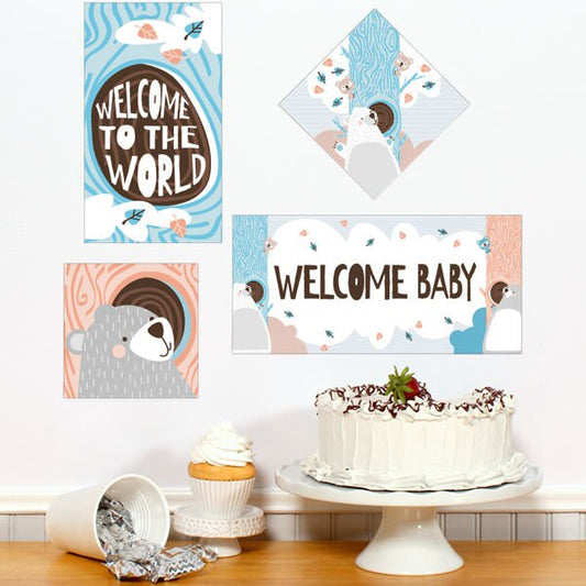 Little Bear Baby Shower Sign Cutouts Wall Decoration, 8.5x11 Printable PDF by Birthday Direct