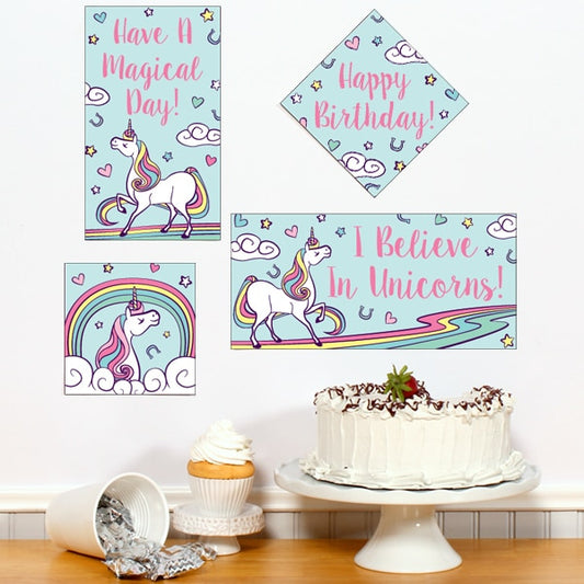 Unicorn Pony Birthday Sign Cutouts Wall Decoration, 8.5x11 Printable PDF by Birthday Direct