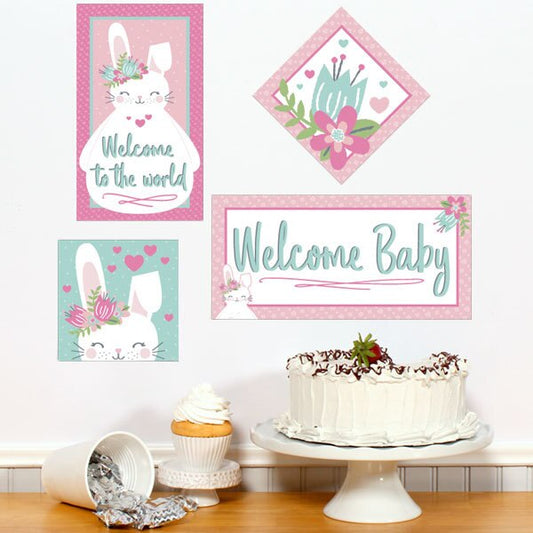 Little Bunny Baby Shower Sign Cutouts Wall Decoration, 8.5x11 Printable PDF by Birthday Direct