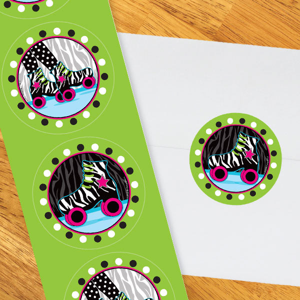 Roller Skate Party 2-in Circle, 8.5x11 Printable PDF by Birthday Direct