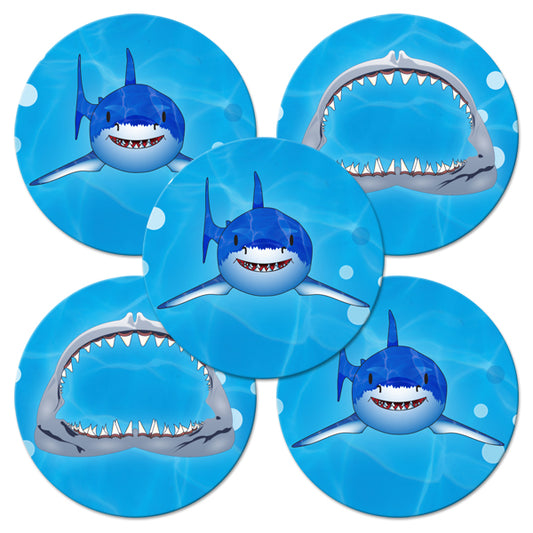 Shark Party 2-in Circle, 8.5x11 Printable PDF by Birthday Direct