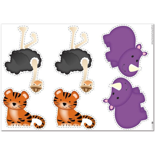 Jungle Animals Party Decoration-Activity, 8.5x11-in Sheets, Printable PDF by Birthday Direct