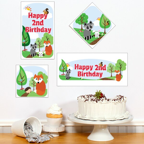 Woodland Animals 2nd Birthday Sign Cutouts Wall Decoration, 8.5x11 Printable PDF by Birthday Direct