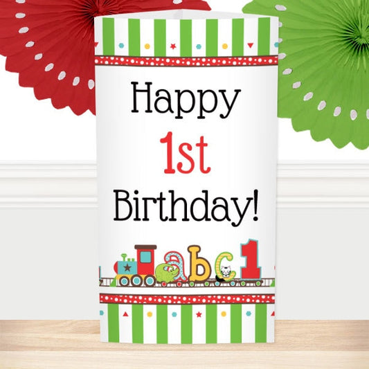 ABC 1st Birthday Centerpiece Editable Canva Printable by Birthday Direct