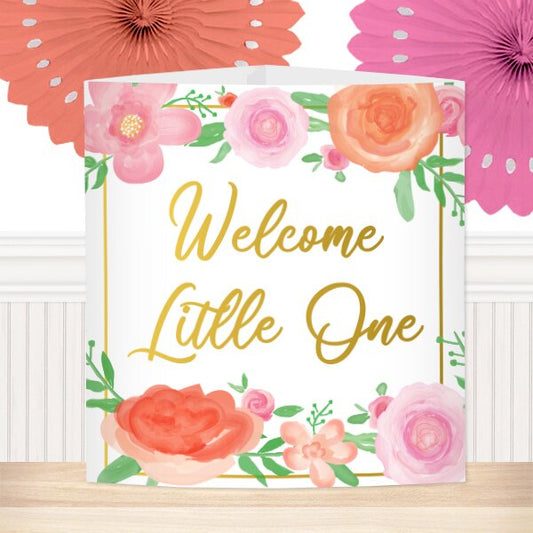 Welcome Floral Baby Shower Centerpiece, 8.5x11 Printable PDF by Birthday Direct