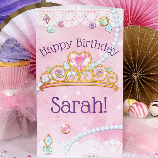 Princess Jewels Birthday Centerpiece, 10 inch Editable PDF Printable by Birthday Direct