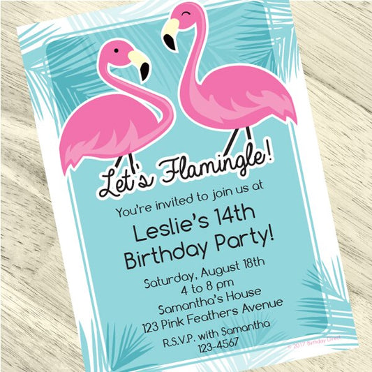 Flamingo Party Invitation, 5x7-in, Editable PDF Printable by Birthday Direct