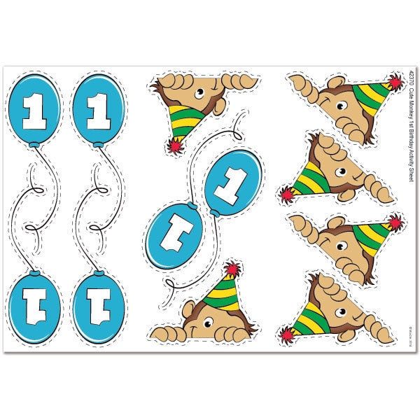 Monkey Cute 1st Birthday Decoration-Activity, Editable Canva Template by Birthday Direct