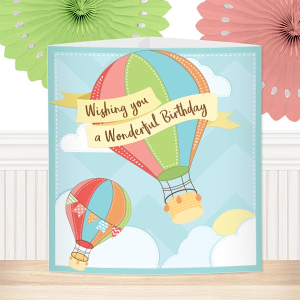 Hot Air Balloon Birthday Centerpiece, Editable Canva Template by Birthday Direct