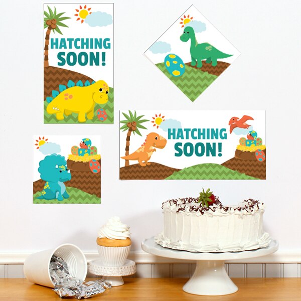 Little Dinosaur Baby Shower Sign Cutouts Wall Decoration, 8.5x11 Printable PDF by Birthday Direct