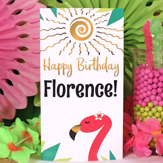 Aloha Flamingo Tropic Birthday Centerpiece, 10 inch Editable PDF Printable by Birthday Direct