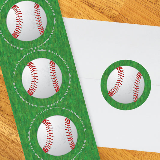 Baseball Party 2-in Circle, 8.5x11 Printable PDF by Birthday Direct